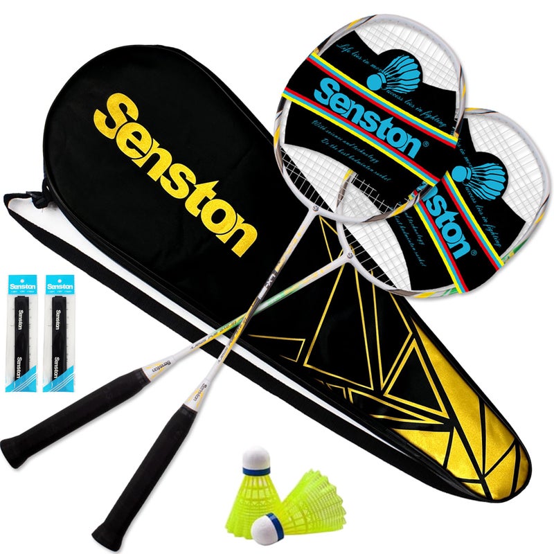 Senston Professional Badminton Rackets Set of 2, Carbon Fiber Composite 22LBS Racquets with Bag, Shuttlecocks & Grips for Outdoor Adults Beginners - Image 1